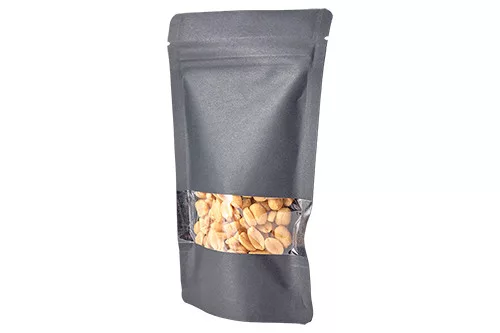 Doypack - Čierne papierové sáčky kraft s okienkom 100 ml - 50 ks
